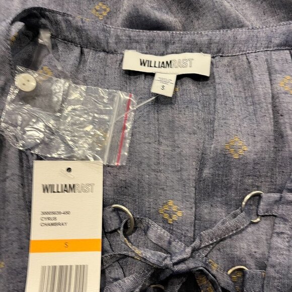 NWT William Rast Blue Cold Shoulder Long Sleeve Lace-up Blouse sz. Small - Picture 7 of 7